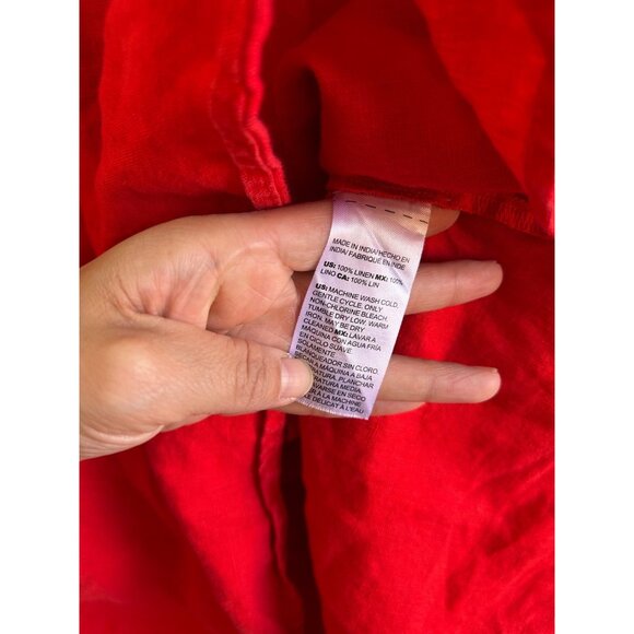 Chicos Red 100% Linen Shirt Dress Womens Sz 16 Short Sleeve Button-Up - Picture 8 of 11